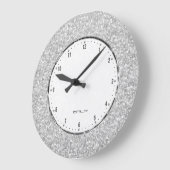 レトロエレガントホワイトフェイクグリッター及びスパークルプリント ラージ壁時計 (傾斜)