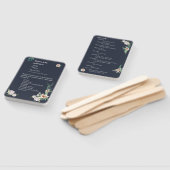 レトロエレガントホワイトフラワーフレームネイビー背景 ハンドファン (組立なし)