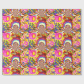 レトロエレガントボホの水彩ひまわり畑 ラッピングペーパー (フラット)