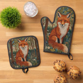 レトロエレガントボホアカキツネ 鍋つかみ&鍋敷きセット (トップダウン)
