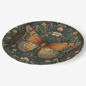 レトロエレガントボホバタフライ植物緑 ペーパープレート (アングル)
