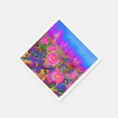 レトロエレガントボホピンク水色ひまわり スタンダードカクテルナプキン (角)