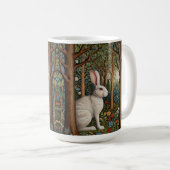 レトロエレガントボホホワイトラビットウッドランドフローラ コーヒーマグカップ (正面右)