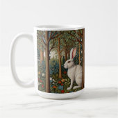レトロエレガントボホホワイトラビットウッドランドフローラ コーヒーマグカップ (左)