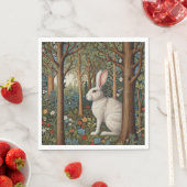 レトロエレガントボホホワイトラビットウッドランドフローラ スタンダードランチョンナプキン (インサイチュ)