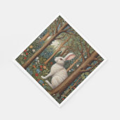 レトロエレガントボホホワイトラビットウッドランドフローラ スタンダードランチョンナプキン (角)