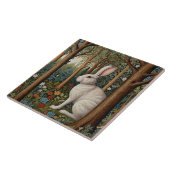 レトロエレガントボホホワイトラビットウッドランドフローラ タイル (側面)