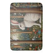 レトロエレガントボホホワイトラビットウッドランドフローラ バスマット (正面縦)