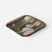 レトロエレガントボホホワイトラビットウッドランドフローラ ペーパープレート (傾斜あり)