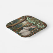 レトロエレガントボホホワイトラビットウッドランド復活祭 ペーパープレート (傾斜あり)