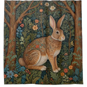 レトロエレガントボホーラビットウッドランドフローラ シャワーカーテン (正面)