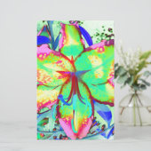 レトロエレガントボホ抽象芸術グリーンピンクフローラ 便箋 (スタンド正面)