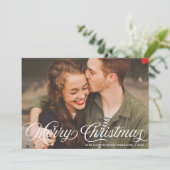 レトロエレガントメリークリスマススクリプト写真 シーズンカード (スタンド正面)