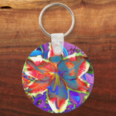 レトロエレガントレッドフローラ キーホルダー (正面)