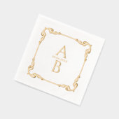 レトロエレガントヴィンテージ王室の日付及びモノグラム 箔ナプキン (左)