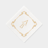 レトロエレガントヴィンテージ王室の日付及びモノグラム 箔ナプキン (右)