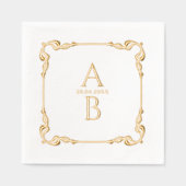 レトロエレガントヴィンテージ王室の日付及びモノグラム 箔ナプキン (正面)