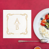 レトロエレガントヴィンテージ王室の日付及びモノグラム 箔ナプキン