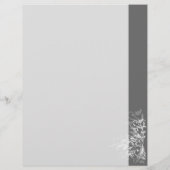 レトロエレガント白い花の渦巻きダークグレー チラシ (裏面)