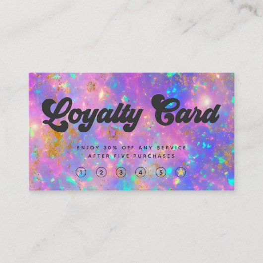 レトロエレガント金ゴールドファイアオペルストーンロイヤリティカード 名刺 (正面)