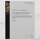 レトロエレガント金ゴールド花渦巻黒 チラシ (正面)