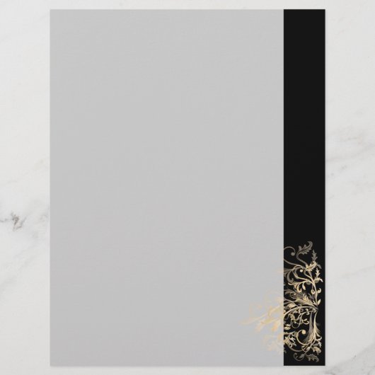 レトロエレガント金ゴールド花渦巻黒 チラシ (裏面)