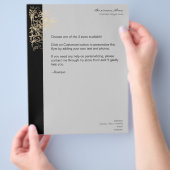 レトロエレガント金ゴールド花渦巻黒 チラシ (手)