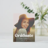 レトロエレガント高校卒業発表 案内ポストカード (スタンド正面)