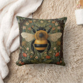 レトロエレガント（昆虫）マルハナバチボホ植物学フローラ クッション (ブランケット)