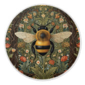 レトロエレガント(昆虫)マルハナバチボホ植物学フローラ セラミックノブ (正面)