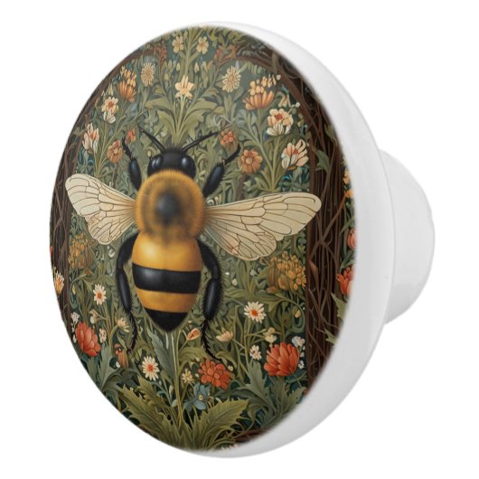 レトロエレガント(昆虫)マルハナバチボホ植物学フローラ セラミックノブ (右)