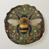 レトロエレガント（昆虫）マルハナバチボホ植物学フローラ ラウンドクッション (裏面)