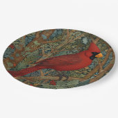 レトロエレガント(鳥)ショウジョウコウカンチョウアールヌーボーレッドバード ペーパープレート (アングル)