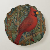 レトロエレガント(鳥)ショウジョウコウカンチョウアールヌーボーレッドバード ラウンドクッション (裏面)