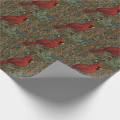 レトロエレガント(鳥)ショウジョウコウカンチョウアールヌーボーレッドバード ラッピングペーパー (角)