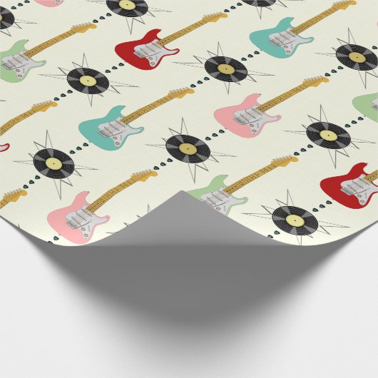 レトロエレキギターストライプズ ラッピングペーパー (角)