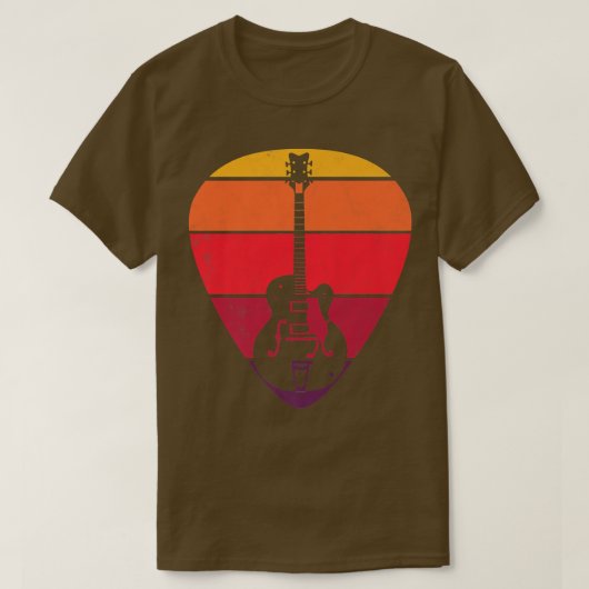 レトロエレキギターピック Tシャツ (デザイン正面)