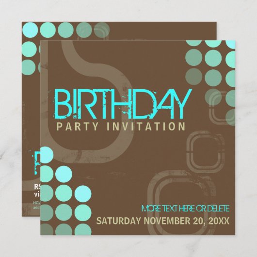 レトロエレクトロパーティー誕生日招待状 招待状 (正面/裏面)