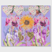 レトロエンジェルバレンタインデイギフトラッピング紙 ラッピングペーパー (フラット)