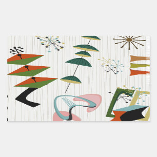 レトロエームスインスパイアラ原子 長方形シール