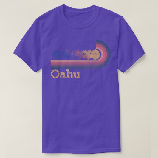 レトロオアフ熱帯花80sスタイルサーフィン tシャツ (デザイン正面)