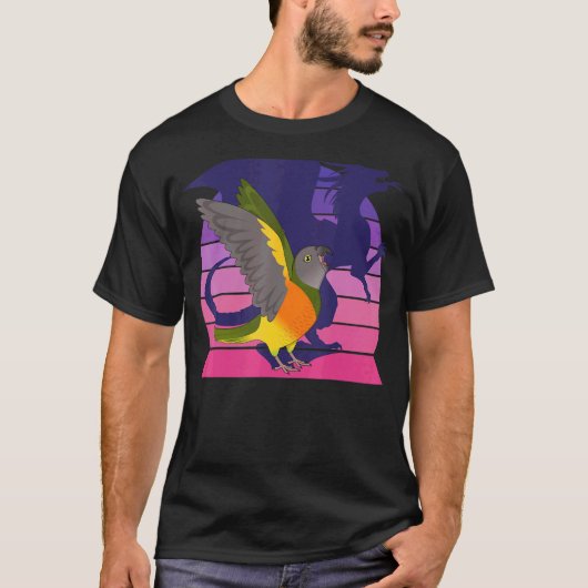 レトロオウムIドラゴンIセネガルのオウムを叫ぶ Tシャツ (正面)
