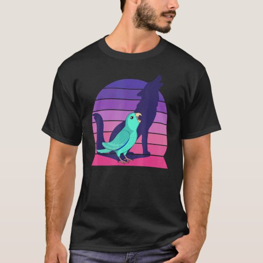 レトロオウムIハウリングオオカミI叫びターコイズ Tシャツ (正面)