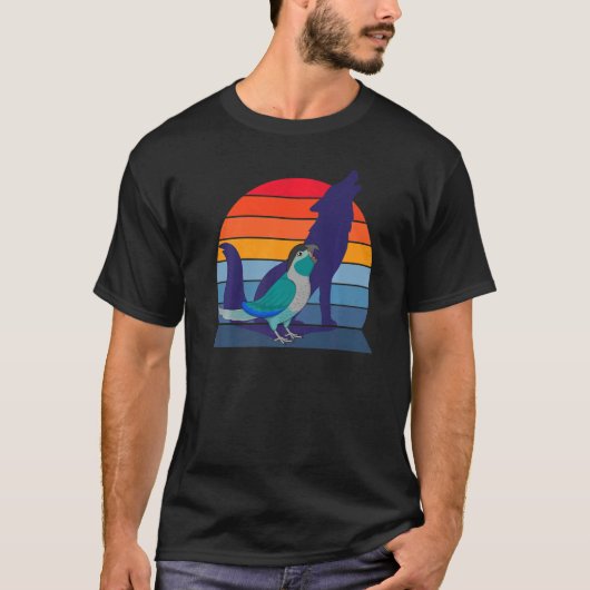 レトロオウムIハウリングオオカミI叫びターコイズ Tシャツ (正面)