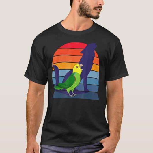 レトロオウムIハウリングオオカミI叫び黄色いヒア Tシャツ (正面)