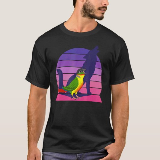 レトロオウムIハウリングオオカミI叫び黄色のシド Tシャツ (正面)