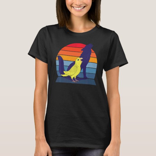 レトロオウムIハウリングオオカミI叫び黄色パー Tシャツ (正面)
