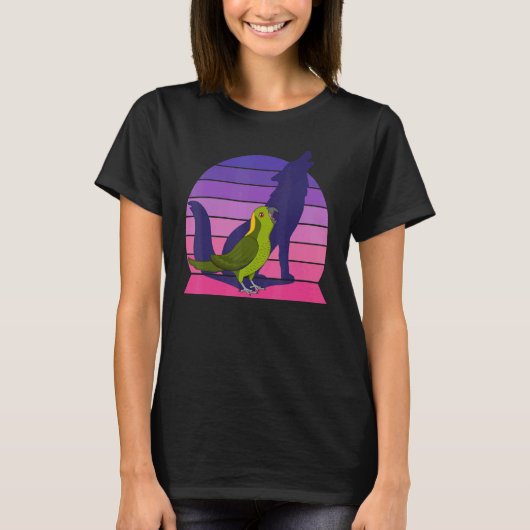 レトロオウムIハウリングオオカミI叫び黄色昼寝 Tシャツ (正面)