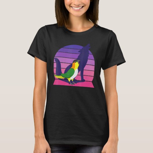 レトロオウムIハウリングオオカミI叫ぶ黒頭 Tシャツ (正面)