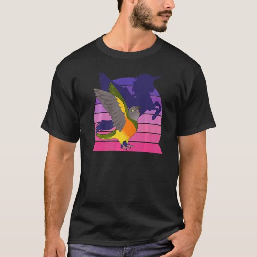 レトロオウムI翼ユニコーンI叫ぶセネガル Tシャツ (正面)